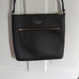 Kate Spade Black Crossbody Bag with Gold Zippers